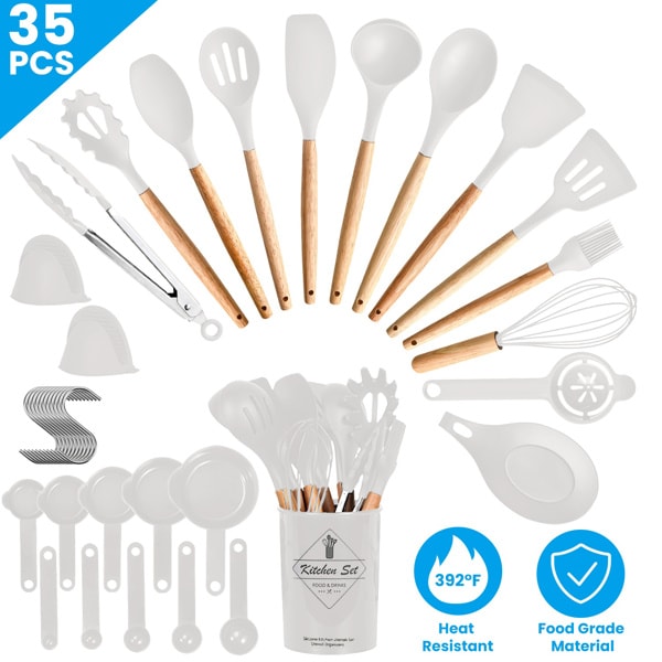 Kitchen accessories set displayed against a light background