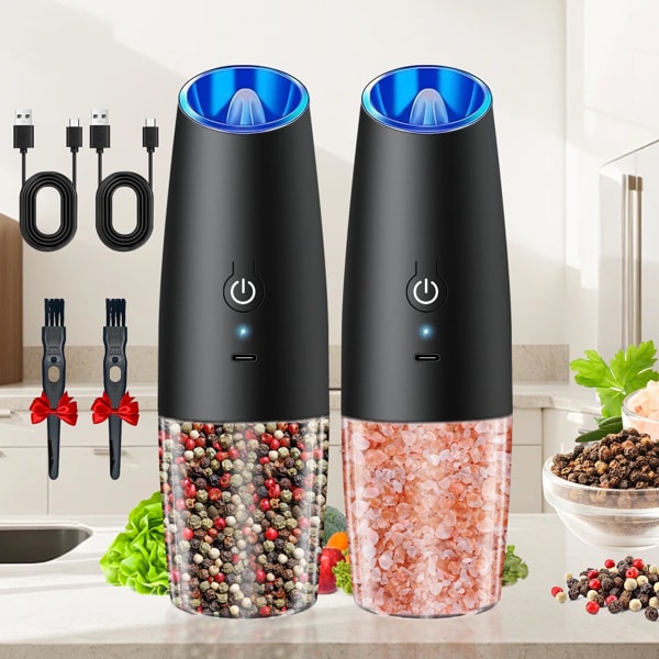Rechargeable electric salt and pepper grinder set